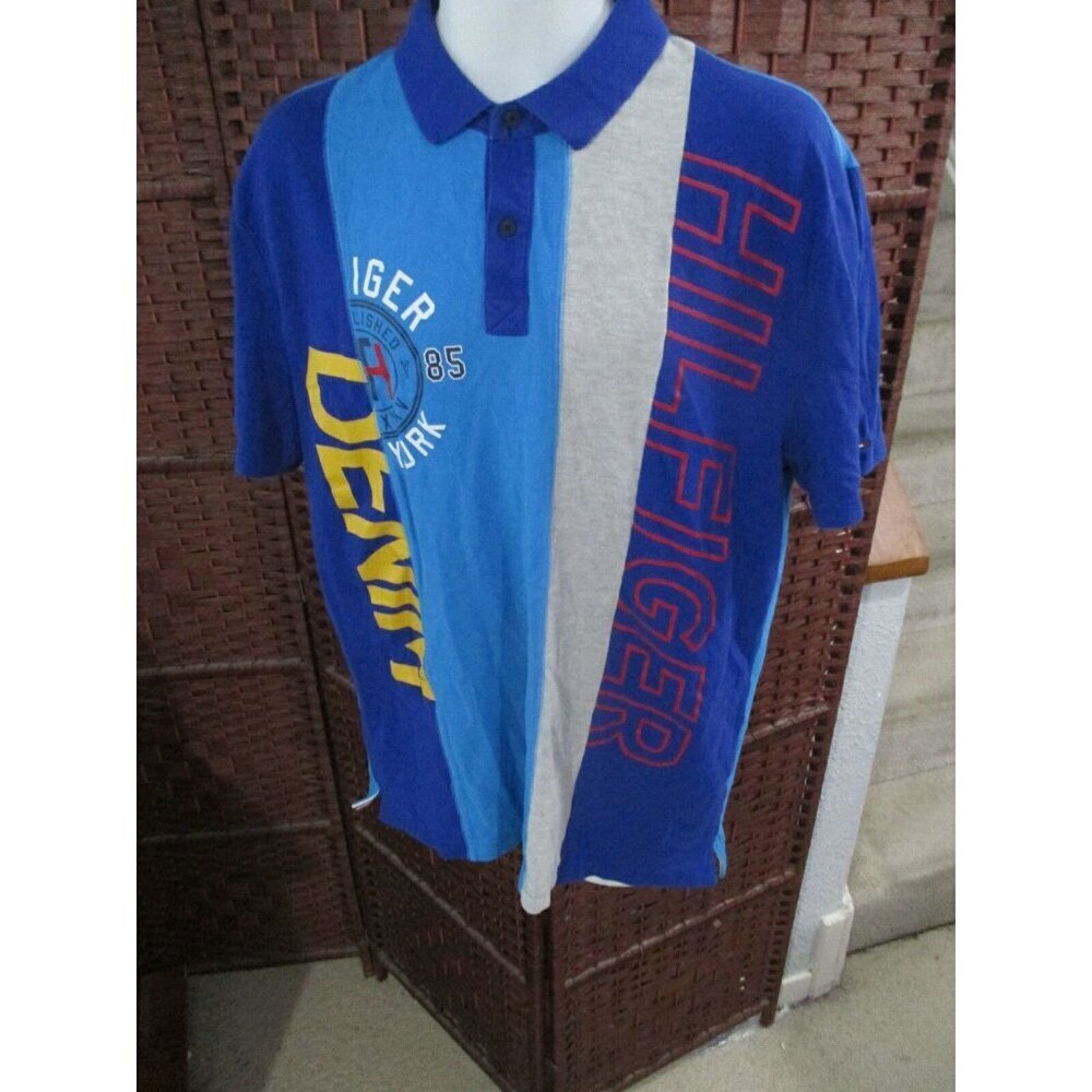 Tommy Hilfiger Denim Polo Shirt Spell Out Size XL Multicolor Streetwear